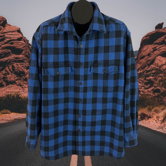 Work n’ Sport Black and Blue Buffalo Chek Cotton Blend Flannel Size XL - Picture 12 of 12